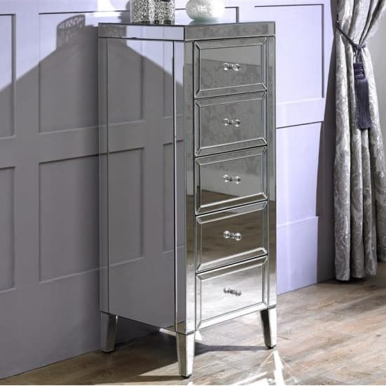 Marnie Tall Mirrored Chest Of Drawers With 5 Drawers_2
