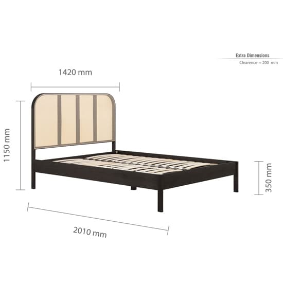 Marot Wooden Double Bed With Rattan Headboard In Black_6
