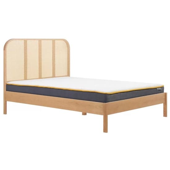 Marot Wooden Double Bed With Rattan Headboard In Oak_3