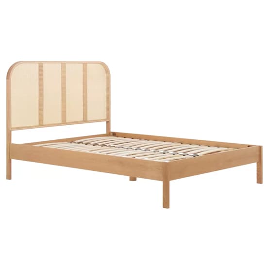 Marot Wooden Double Bed With Rattan Headboard In Oak_4