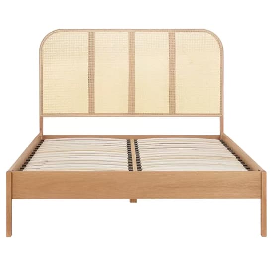 Marot Wooden Double Bed With Rattan Headboard In Oak Furniture in Fashion