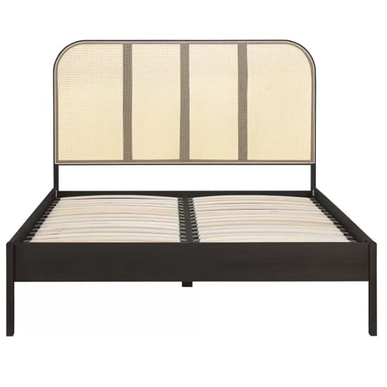 Marot Wooden King Size Bed With Rattan Headboard In Black_4