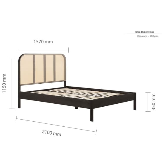Marot Wooden King Size Bed With Rattan Headboard In Black_6
