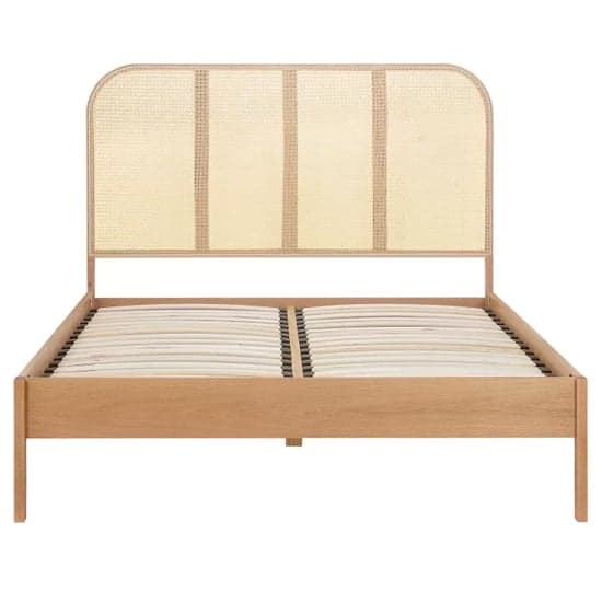 Marot Wooden King Size Bed With Rattan Headboard In Oak_5