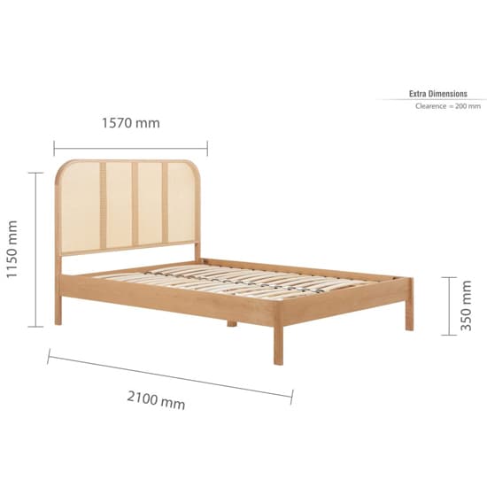 Marot Wooden King Size Bed With Rattan Headboard In Oak_7