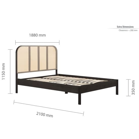 Marot Wooden Super King Size Bed With Rattan Headboard In Black_6