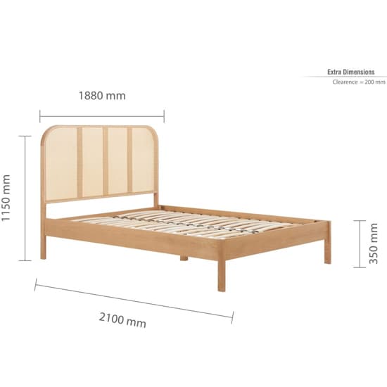 Marot Wooden Super King Size Bed With Rattan Headboard In Oak_7