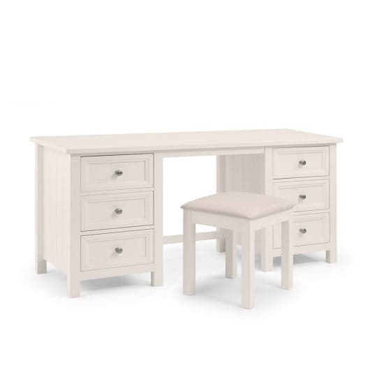 Madge Wooden Dressing Table Stool In White With Padded Seat_2