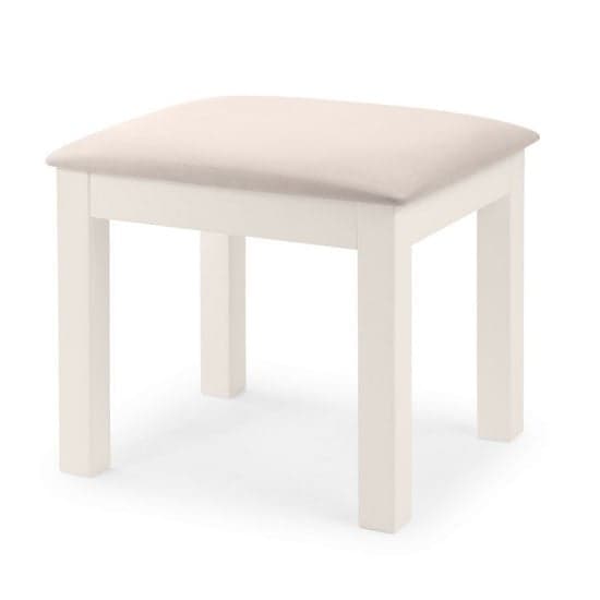 Madge Wooden Dressing Table Stool In White With Padded Seat