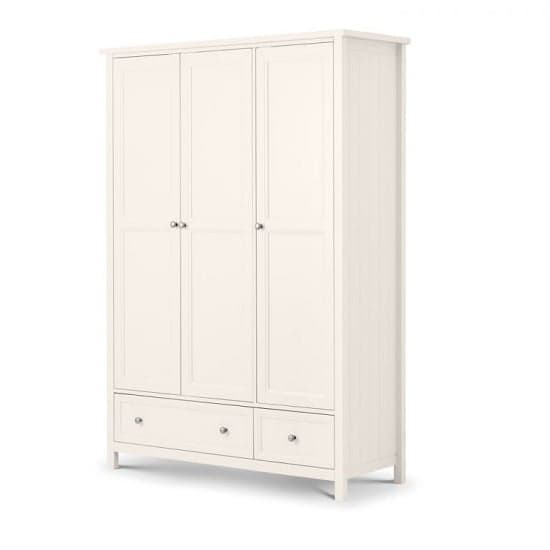 Madge Wooden Wardrobe Wide In White With 3 Doors and 2 Drawers_1