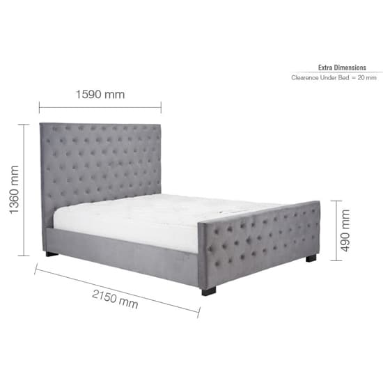 Marquise Fabric King Size Bed In Grey_3