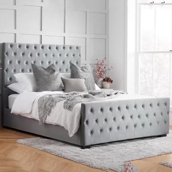 Marquise Fabric Super King Bed In Grey_1