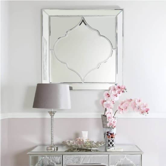 Marrakech Wall Mirror Square In Silver Wooden Frame_4