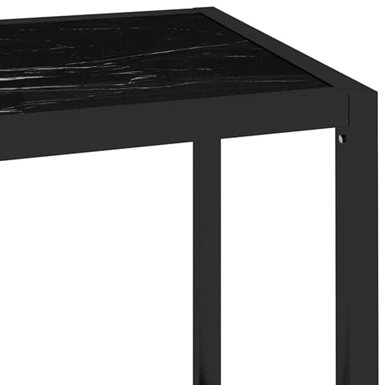 Marrim Black Marble Effect Glass Console Table With Black Frame_4