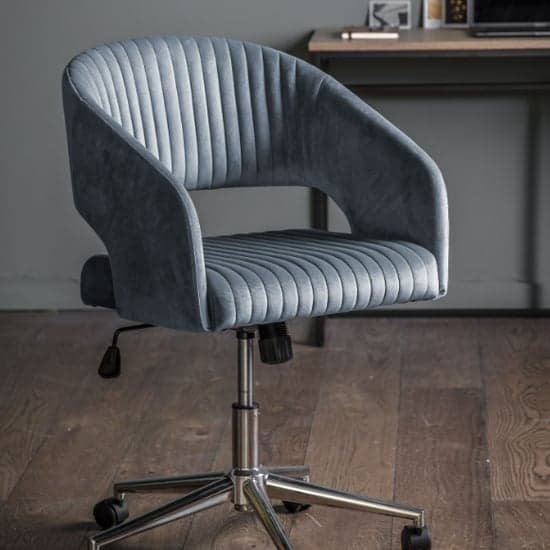 Marry Swivel Velvet Home And Office Chair In Charcoal_1