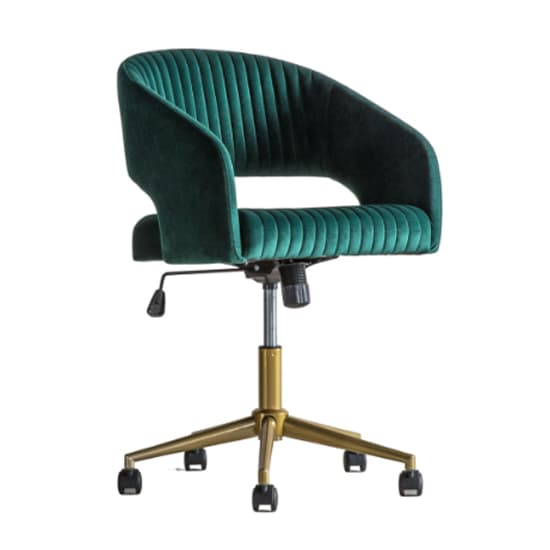 Marry Swivel Velvet Home And Office Chair In Green_4