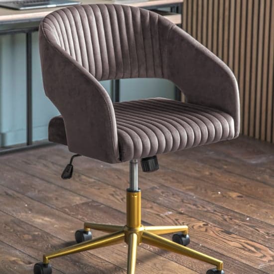 Marry Swivel Velvet Home And Office Chair In Grey_1