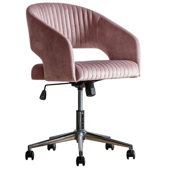 Marry Swivel Velvet Home And Office Chair In Pink_2