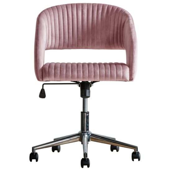 Marry Swivel Velvet Home And Office Chair In Pink_3