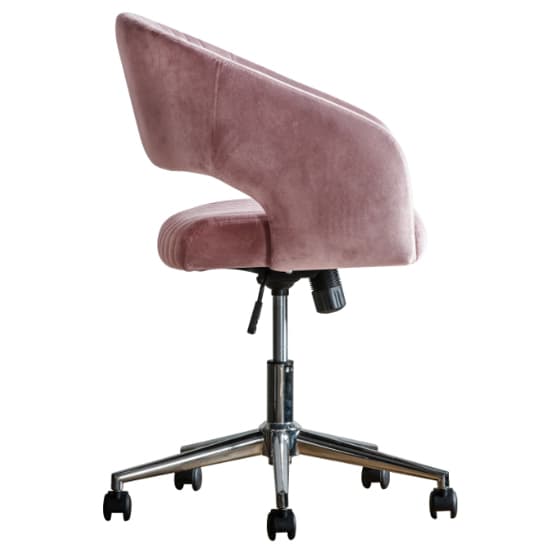 Marry Swivel Velvet Home And Office Chair In Pink_4