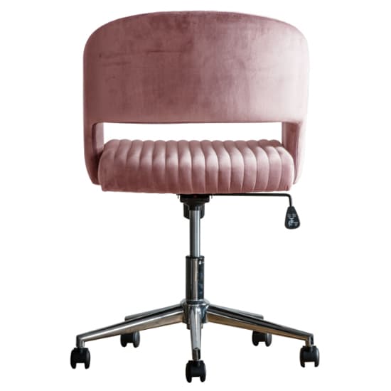 Marry Swivel Velvet Home And Office Chair In Pink_5