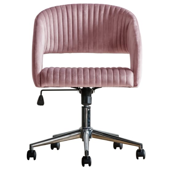 Marry Swivel Velvet Home And Office Chair In Pink_6