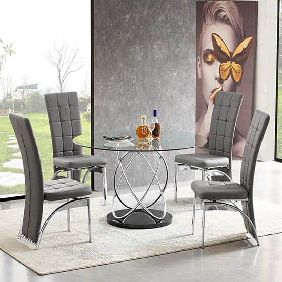 Marseille Clear Glass Dining Table With Chrome Supports_5
