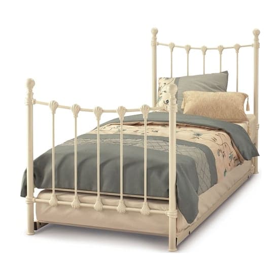 Marseille Metal Single Bed With Guest Bed In Ivory Gloss_1