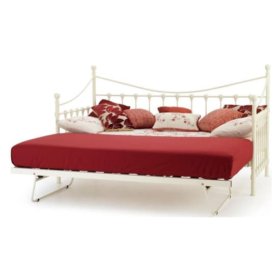 Marseille Metal Single Day Bed With Guest Bed In Ivory Gloss_3