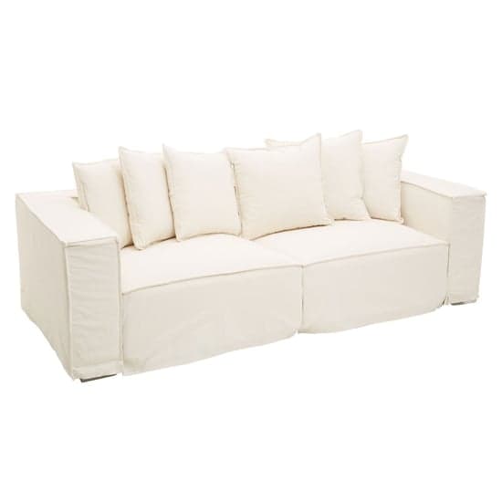 Marseilles Upholstered Fabric 3 Seater Sofa In Cream_2