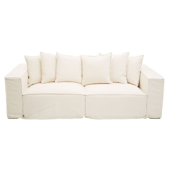 Marseilles Upholstered Fabric 3 Seater Sofa In Cream_3