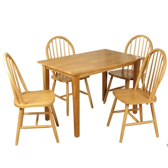 Marsic Dining Set In Light Oak With 4 Spindleback Chairs_2