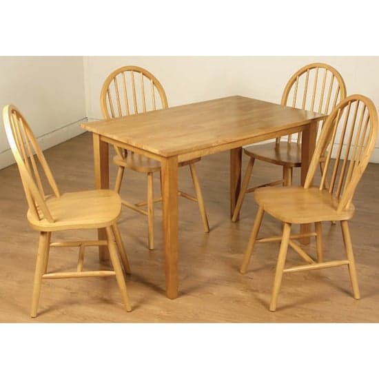 Marsic Dining Set In Light Oak With 4 Spindleback Chairs_1
