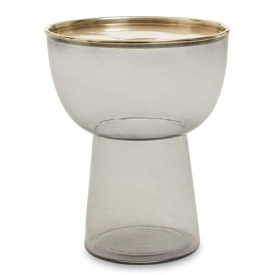 Martina Round Glass Side Table In Grey Smoked And Gold_1