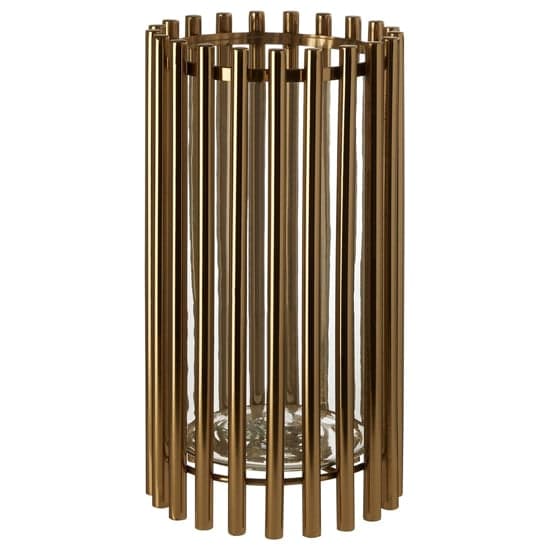 Martino Large Glass Candle Holder In Gold Steel Frame_2
