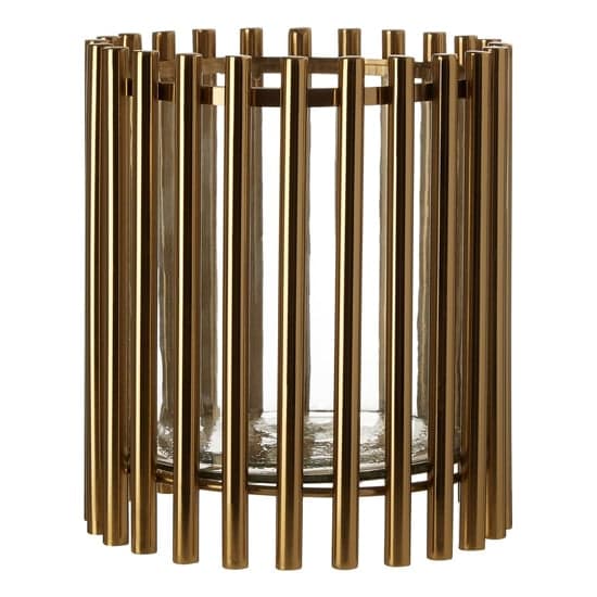Martino Small Glass Candle Holder In Gold Steel Frame_1