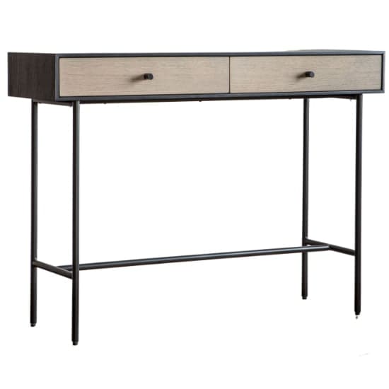 Marvale Wooden Console Table With 1 Drawer In Black And Natural_2