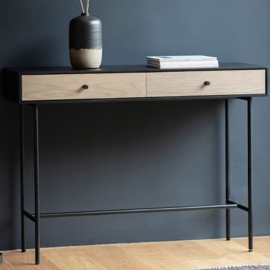 Marvale Wooden Console Table With 1 Drawer In Black And Natural_1