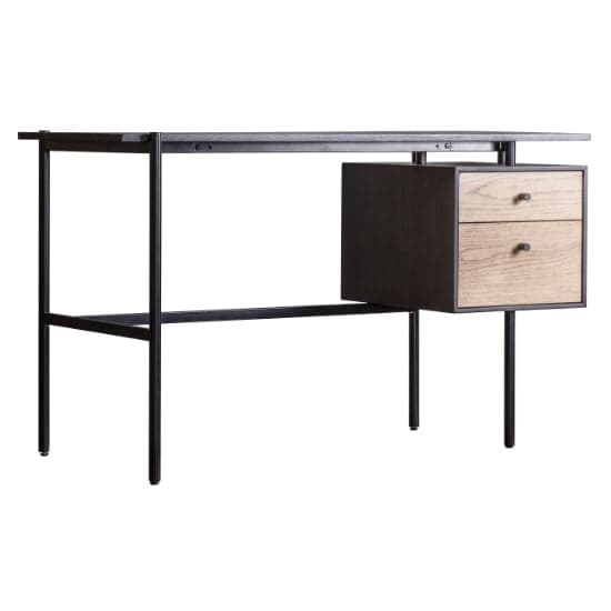 Marvale Wooden Laptop Desk With 2 Drawers In Black And Natural_3