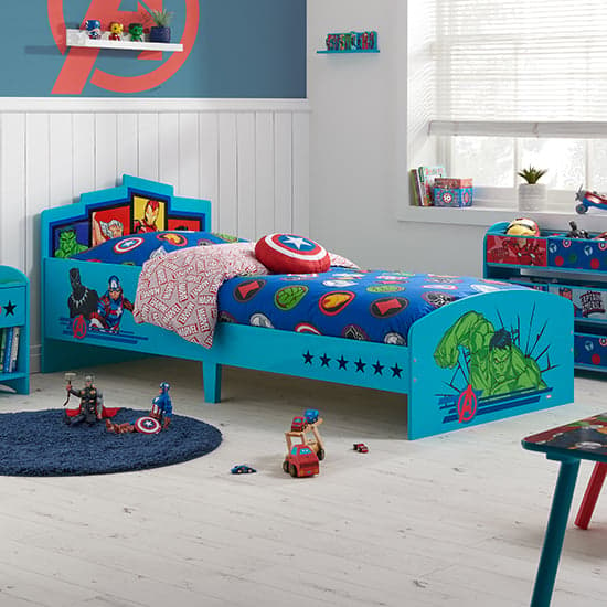 Marvel Avengers Wooden Childrens Single Bed In Blue_1