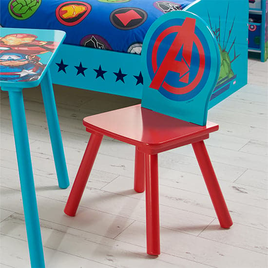 Marvel Avengers Wooden Childrens Table And 2 Chairs In Blue_3