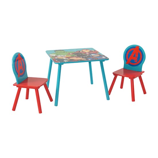 Marvel Avengers Wooden Childrens Table And 2 Chairs In Blue_5