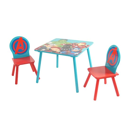 Marvel Avengers Wooden Childrens Table And 2 Chairs In Blue_6