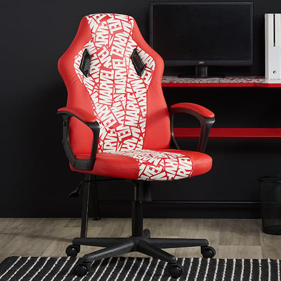 Marvel Faux Leather Childrens Computer Gaming Chair In Red_1