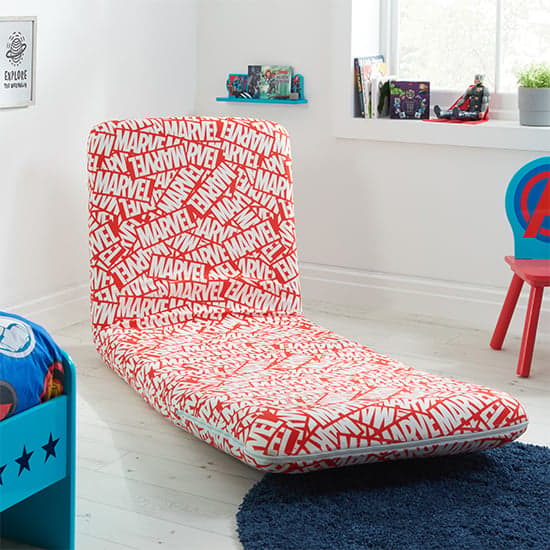 Marvel Fold Out Childrens Fabric Bed Chair In Red_2