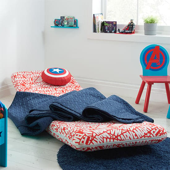 Marvel Fold Out Childrens Fabric Bed Chair In Red_4