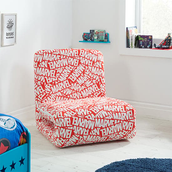 Marvel Fold Out Childrens Fabric Bed Chair In Red_1