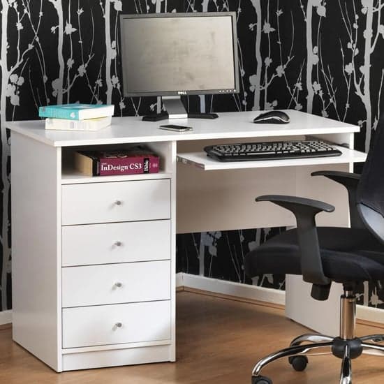 Mary Wooden Computer Desk In White