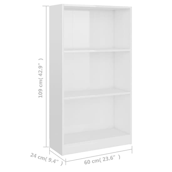Masato 3-Tier High Gloss Bookshelf In White_4
