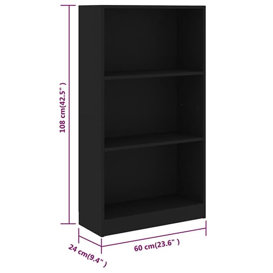 Masato 3-Tier Wooden Bookshelf In Black_4